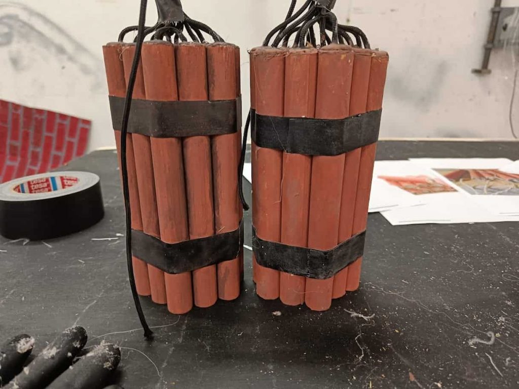 artificial dynamite for stage theatre prop tnt bomb fake prop maker sander skarås pedersen
